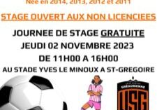 Stage féminin gratuit le 2 novembre à Saint-Grégoire - USG